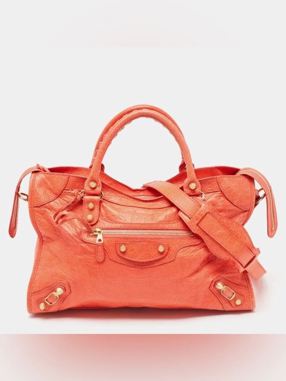 Balenciaga Rose Corail Lambskin Leather Giant 12 Gold Motorcycle City Bag - Picture 4 of 17